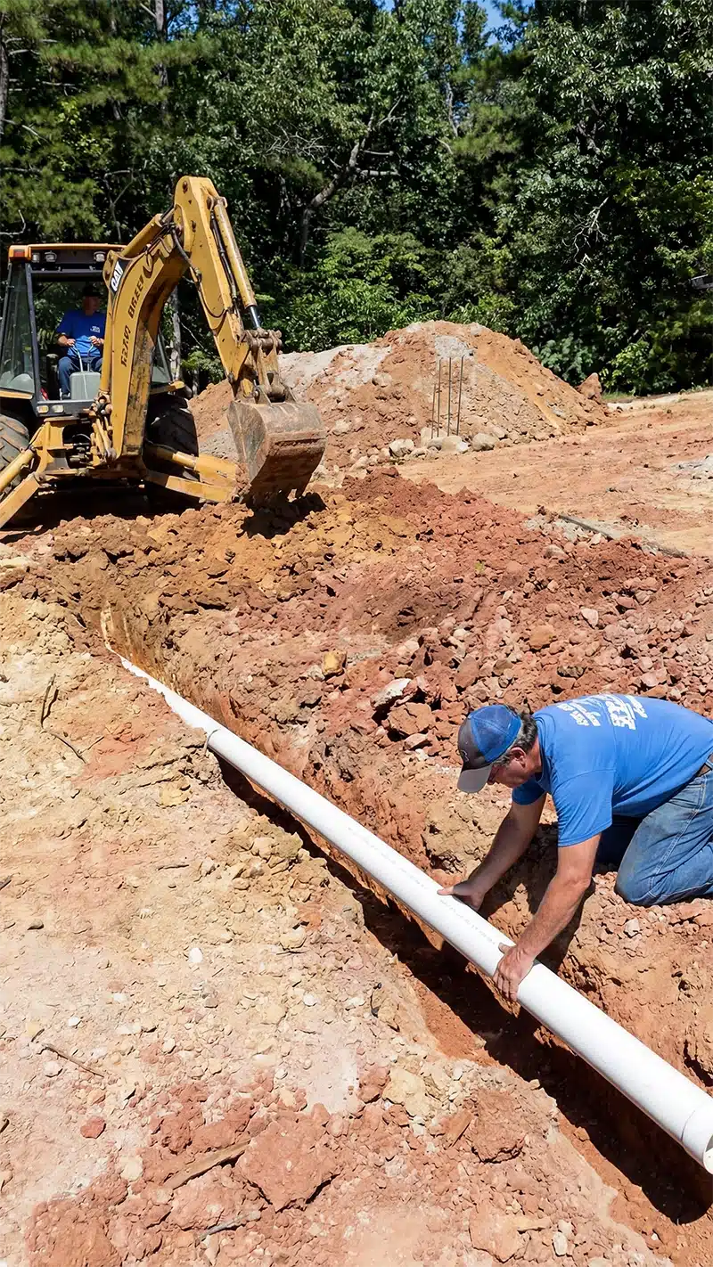 laying septic system installation